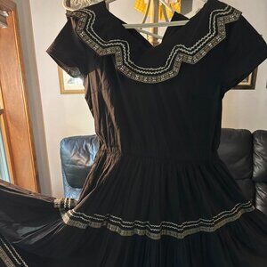 Thunderbird Fashions Black Dress with Metallic Trim - Classic Chic